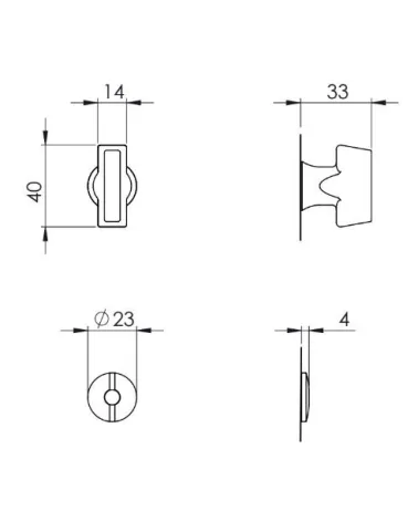 VERUM slim door backplate for WC (Atlanta model) - designer handle