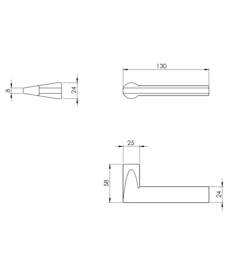 VERUM Atlanta door handle, very discreet - designer handle