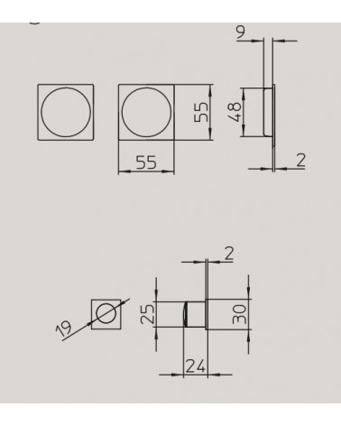 Simple sliding door handle MANDELLI 1108T with dimensions