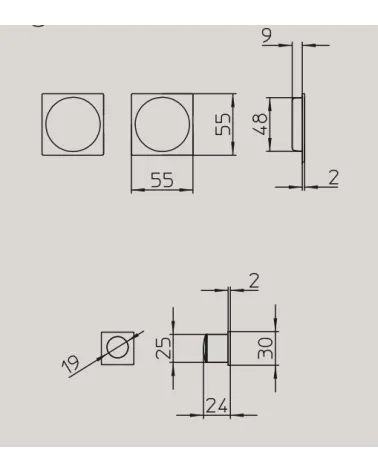 Simple sliding door handle MANDELLI 1108T with dimensions