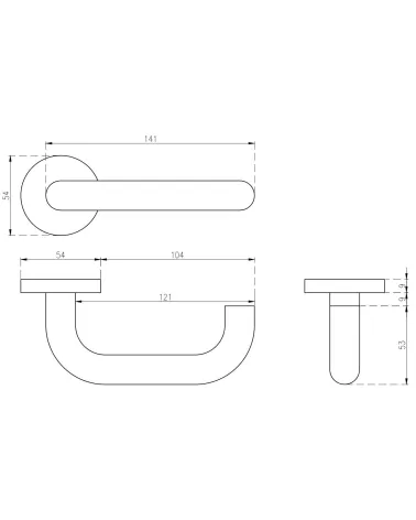 Classic door handle KVADRAT 1704 with dimensions