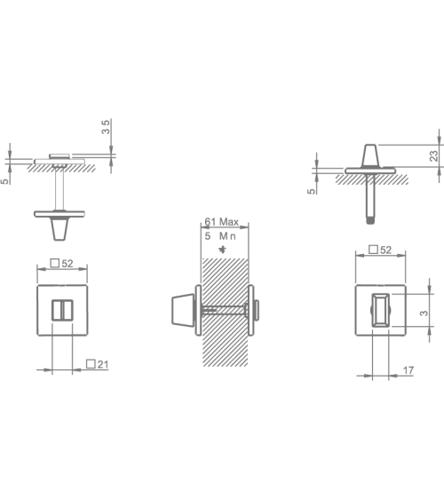TUPAI 4040 Q 5S WC Rose - designer ironmongery