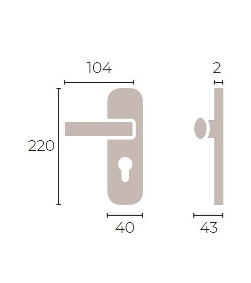 Brass door handle Madeleine/P87 on long plate - MADE IN FRANCE