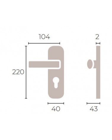 Contemporary door handle on Brass plate - MADE IN FRANCE - design handle
