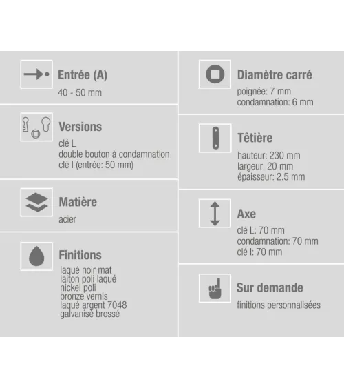 Bonaiti B-France bedroom key - modern magnetic lock with L key - designer handle