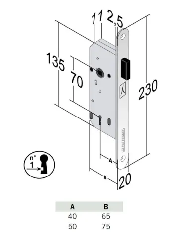 Bonaiti B-France bedroom key - modern magnetic lock with L key - designer handle