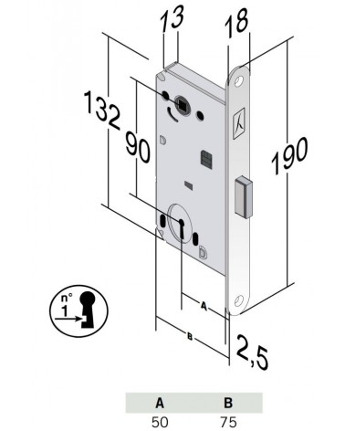 Bonaiti B-Forty key lock - modern magnetic key lock L - designer handle