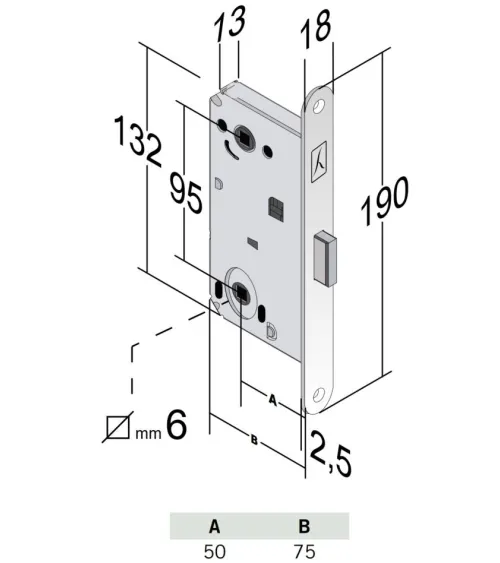 Bonaiti B-Forty WC - stylish magnetic privacy lock - designer handle