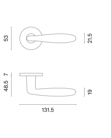 VERBENA Modern Door Handle with Dimensions