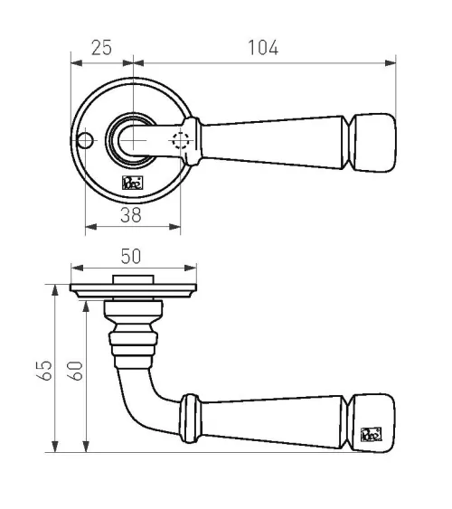 1830 R bronze door handle - designer handle