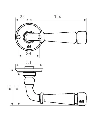 Bronze door handle 1830 R - design handle