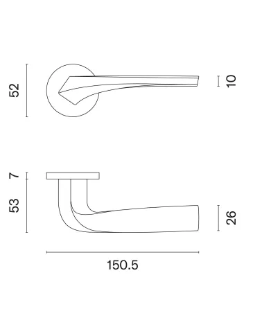 Modern door handle DALIA with dimensions