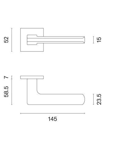 Modern style door handle YUKA with dimensions