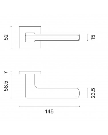 Modern style door handle YUKA with dimensions