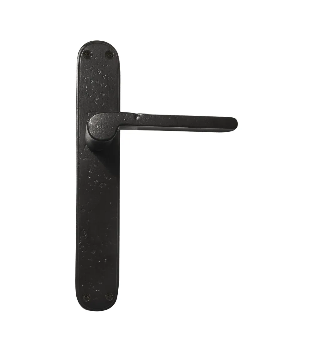 Black door handle on bronze plate 1928 - designer ironmongery