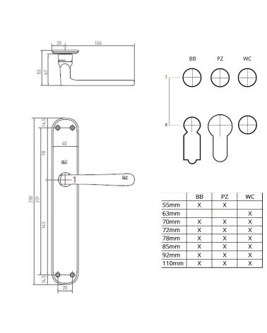 Retro handle on backplate 1925 P40 - designer handle
