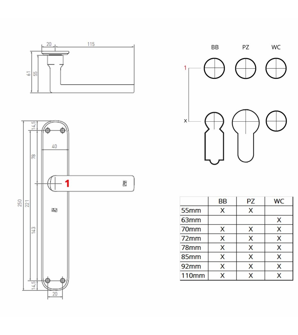 Classic bronze handle on cover plate P1930/P40 - designer handle