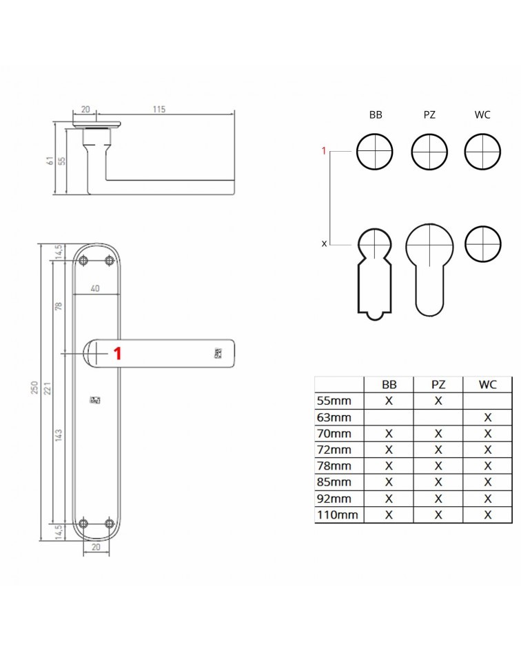 Classic bronze handle on cover plate P1930/P40 - designer handle