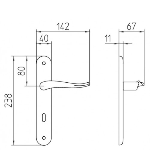 Mandelli Spin door handle on longitudinal plate designer ironmongery