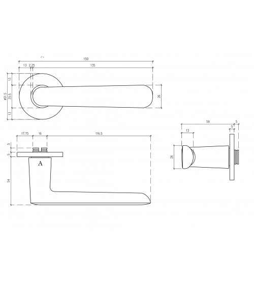 ARIA polished chrome door handle designer handle