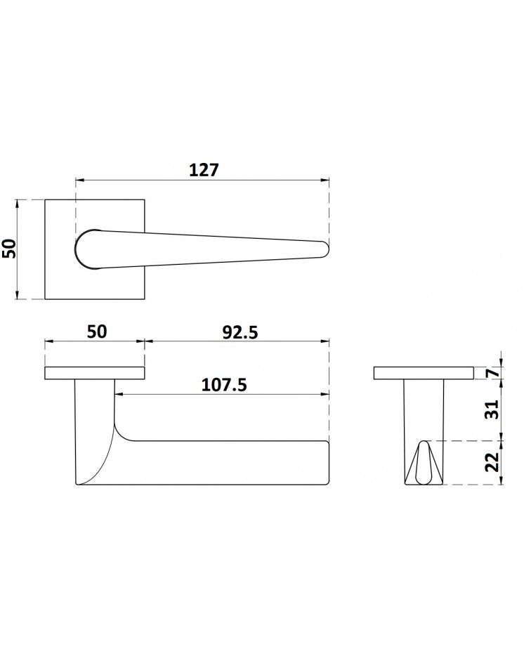 ARNICA Door Handle with Dimensions