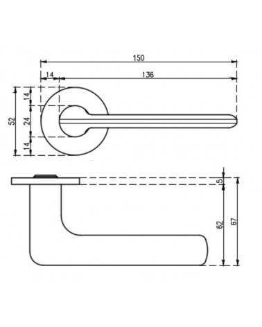 VIOLA door handle with dimensions
