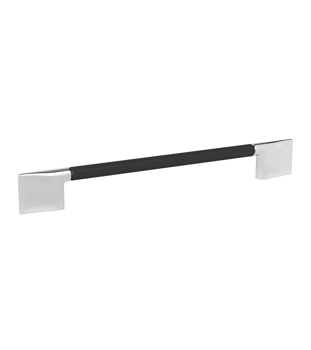 Black anodised/bright chrome furniture handle REMO ribbed design handle