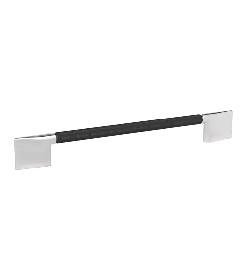 Black anodised/polished chrome REMO textured designer furniture handle