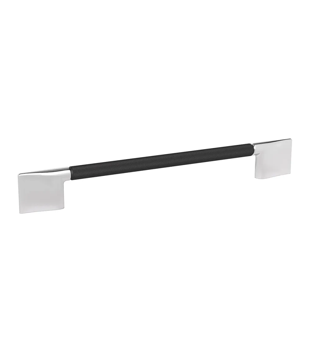 Black anodised/polished chrome REMO textured designer furniture handle