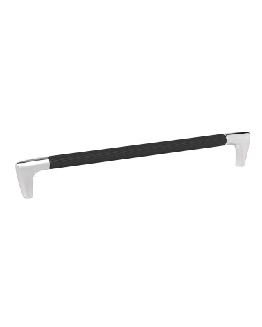 ALAMBRE ribbed black anodised/bright chrome furniture handle design handle