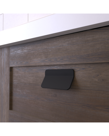 Matt black SEA furniture handle designer handle close-up view on drawer