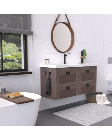 SEA furniture handle designer handle colour 7 mounted on a bathroom cabinet