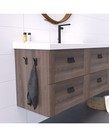 SEA furniture handle designer handle colour 7 perspective view mounted on a bathroom cabinet