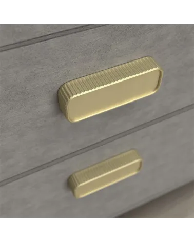 WEGA designer matt gold furniture handle top view fixed on a drawer