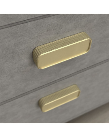 WEGA designer matt gold furniture handle top view fixed on a drawer