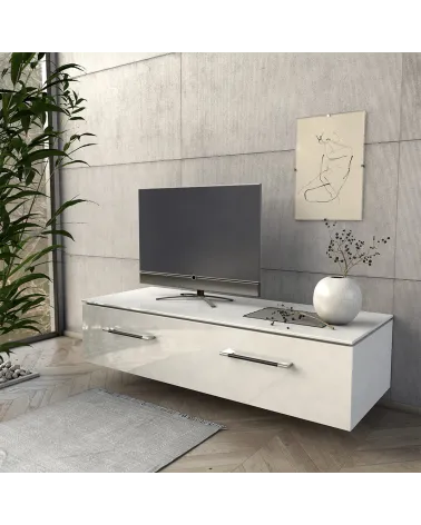 TIARA ridged design furniture handle mounted on a living room cabinet