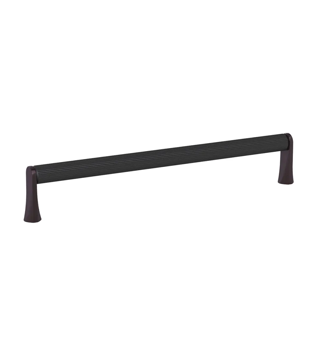 NATALE ribbed black anode/titanium furniture handle designer pull