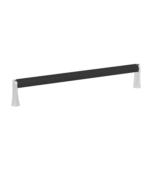 NATALE ribbed black anode/polished chrome furniture handle designer pull