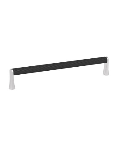 NATALE ribbed black anode/polished chrome furniture handle designer pull