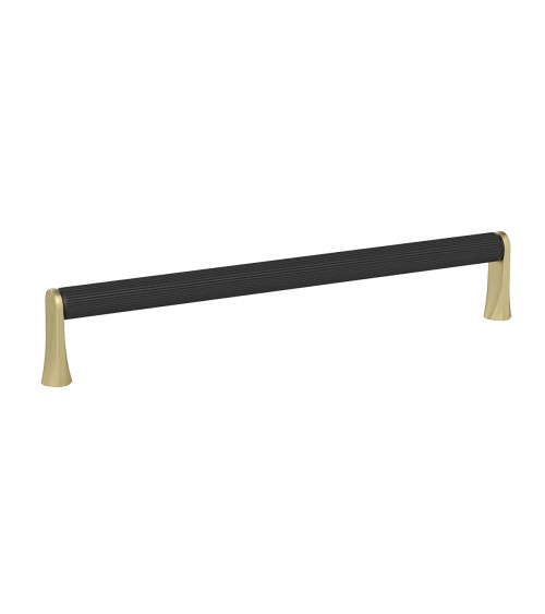 NATALE ribbed black anode/matt gold furniture handle designer pull