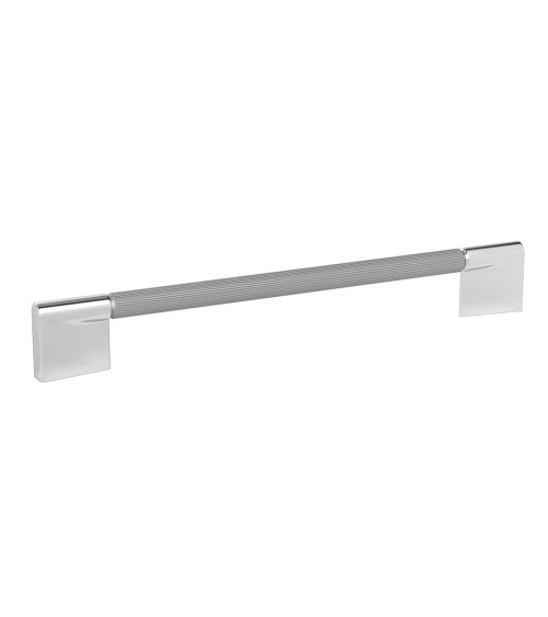 TIARA textured natural anode/polished chrome furniture handle designer pull