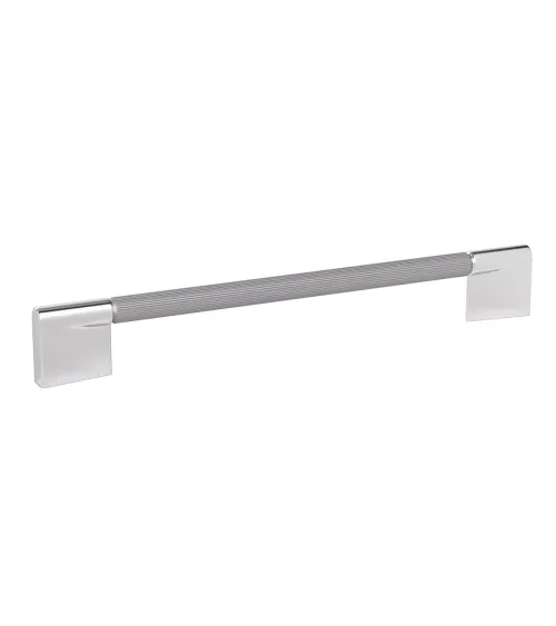 TIARA textured natural anode/polished chrome furniture handle designer pull