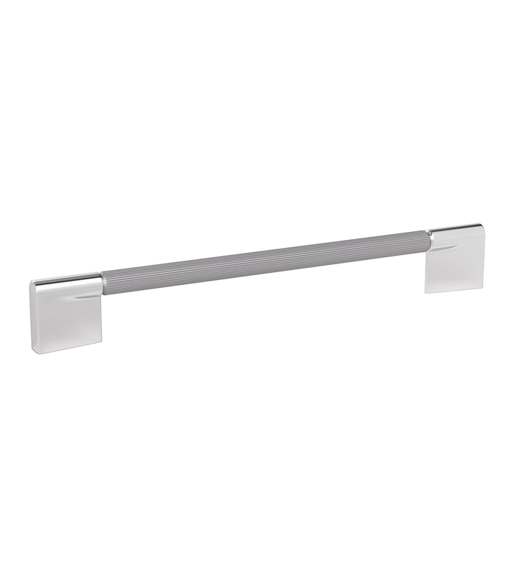 TIARA textured natural anode/polished chrome furniture handle designer pull