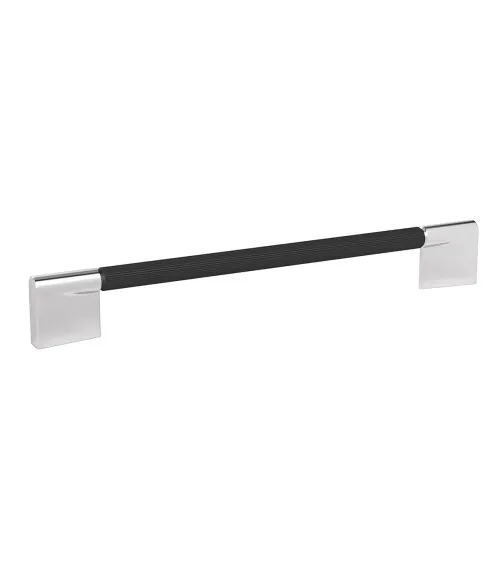 TIARA textured black anode/polished chrome furniture handle designer pull