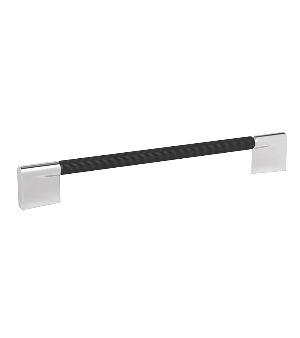 TIARA textured black anode/polished chrome furniture handle designer pull
