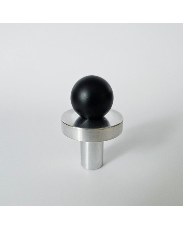 POLA black/polished chrome furniture knob designer pull front view slightly angled