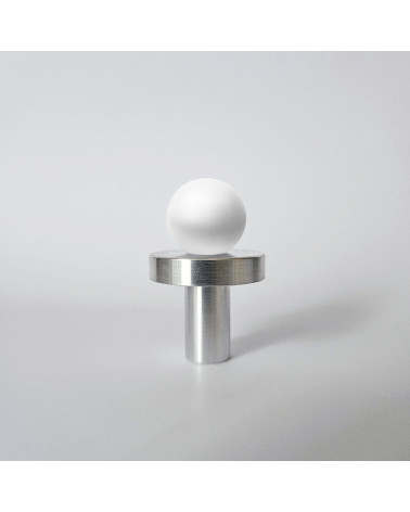 POLA WHITE brass furniture knob designer pull front view on grey background