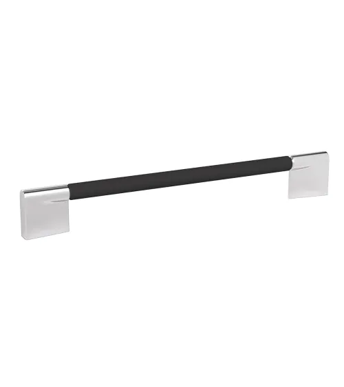 TIARA designer furniture handle in matt black/polished chrome