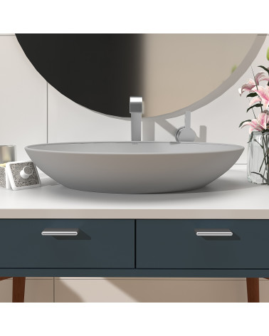 Polished chrome furniture handle NOX-1 designer handle fitted on bathroom furniture