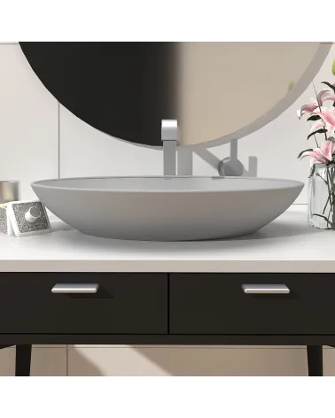 Satin chrome furniture handle NOX-1 designer handle fitted on bathroom furniture